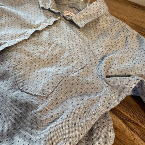 Merona Women's XXL Long Sleeve Blue Print Shirt Long sleeve 1/2 button cotton - Picture 6 of 11